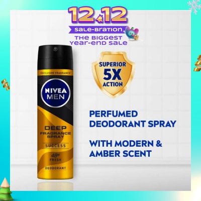 NIVEA Men Deep Fragrance Spray (Success), Perfumed Deodorant 150ml