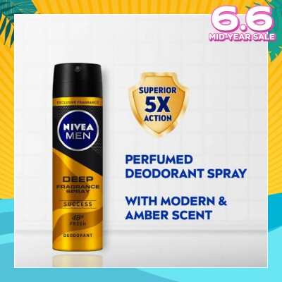 NIVEA Men Deep Fragrance Spray (Success), Perfumed Deodorant 150ml