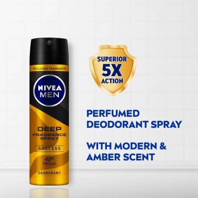 NIVEA Men Deep Fragrance Spray (Success), Perfumed Deodorant 150ml