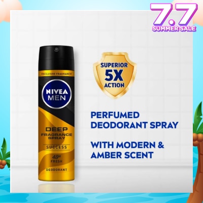 NIVEA Men Deep Fragrance Spray (Success), Perfumed Deodorant 150ml