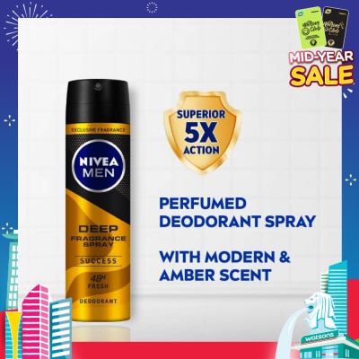NIVEA Men Deep Fragrance Spray (Success), Perfumed Deodorant 150ml