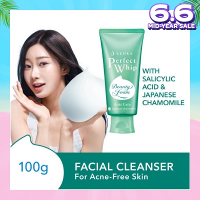 SENKA Perfect Whip Acne-Care Beauty Foam Facial Cleanser (For Acne Prone Skin + Reduce Acne in 4 weeks) 100g