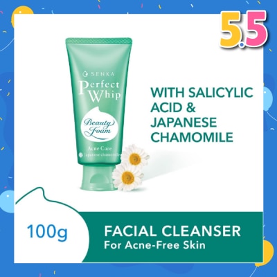 SENKA Perfect Whip Acne-Care Beauty Foam Facial Cleanser (For Acne Prone Skin + Reduce Acne in 4 weeks) 100g