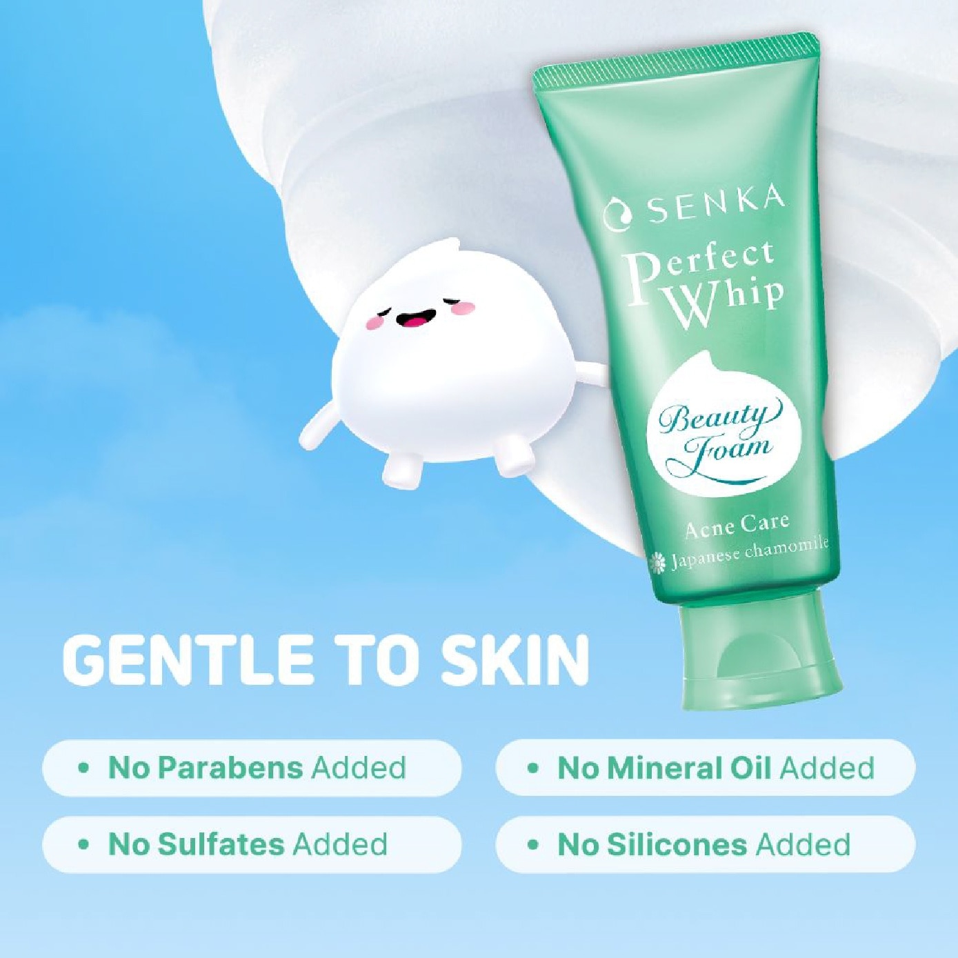 Perfect Whip Acne Care Beauty Foam Facial Cleanser (Reduce Acne In 4 Weeks, For Acne Prone Skin) 50g image