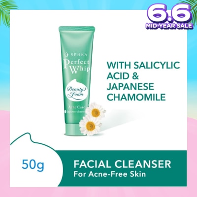 SENKA Perfect Whip Acne Care Beauty Foam Facial Cleanser (Reduce Acne In 4 Weeks, For Acne Prone Skin) 50g