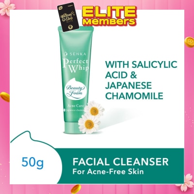 SENKA Perfect Whip Acne Care Beauty Foam Facial Cleanser (Reduce Acne In 4 Weeks, For Acne Prone Skin) 50g