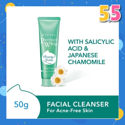 SENKA Perfect Whip Acne Care Beauty Foam Facial Cleanser (Reduce Acne In 4 Weeks, For Acne Prone Skin) 50g