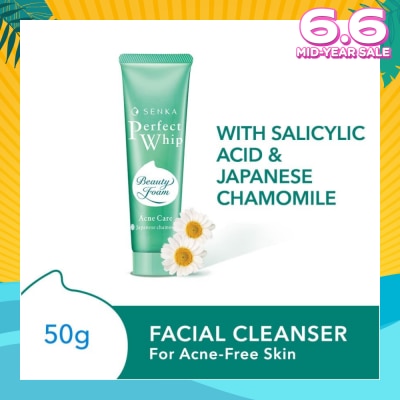 SENKA Perfect Whip Acne Care Beauty Foam Facial Cleanser (Reduce Acne In 4 Weeks, For Acne Prone Skin) 50g