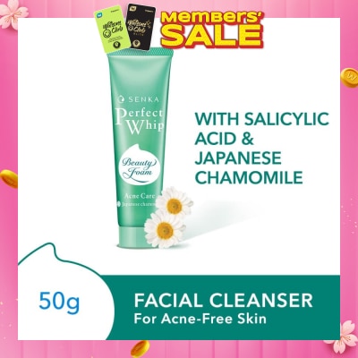SENKA Perfect Whip Acne Care Beauty Foam Facial Cleanser (Reduce Acne In 4 Weeks, For Acne Prone Skin) 50g