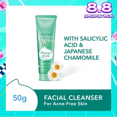 SENKA Perfect Whip Acne Care Beauty Foam Facial Cleanser (Reduce Acne In 4 Weeks, For Acne Prone Skin) 50g