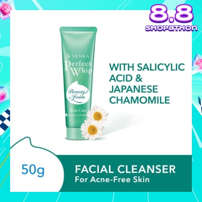 SENKA Perfect Whip Acne Care Beauty Foam Facial Cleanser (Reduce Acne In 4 Weeks, For Acne Prone Skin) 50g