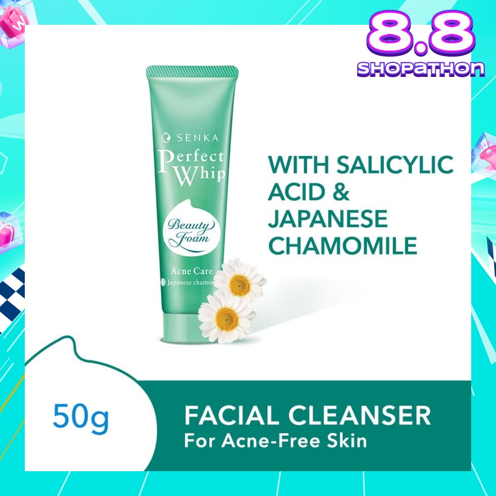 Perfect Whip Acne Care Beauty Foam Facial Cleanser (Reduce Acne In 4 Weeks, For Acne Prone Skin) 50g