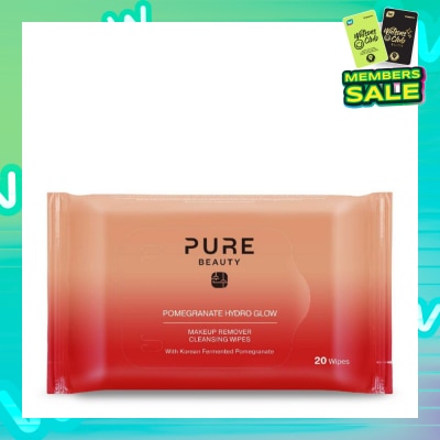 PURE BEAUTY Hydro Glow Makeup Remover Cleansing Wipes Pomegranate 20s