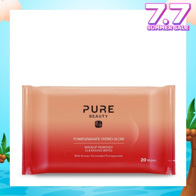 PURE BEAUTY Hydro Glow Makeup Remover Cleansing Wipes Pomegranate 20s