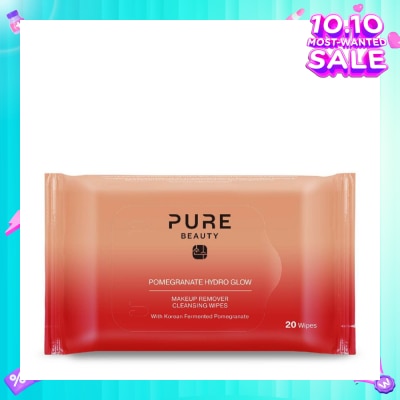 PURE BEAUTY Hydro Glow Makeup Remover Cleansing Wipes Pomegranate 20s