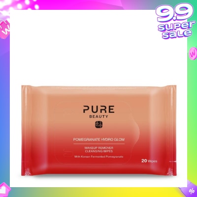 PURE BEAUTY Hydro Glow Makeup Remover Cleansing Wipes Pomegranate 20s