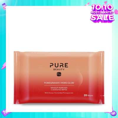PURE BEAUTY Hydro Glow Makeup Remover Cleansing Wipes Pomegranate 20s