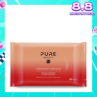 PURE BEAUTY Hydro Glow Makeup Remover Cleansing Wipes Pomegranate 20s
