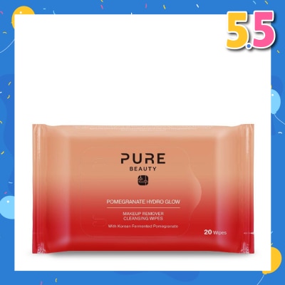 PURE BEAUTY Hydro Glow Makeup Remover Cleansing Wipes Pomegranate 20s