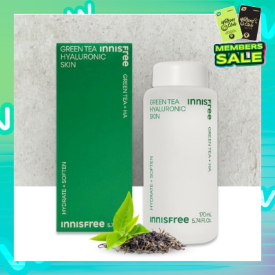 INNISFREE Green Tea Hyaluronic Acid Skin (A Mild Toner Keeps Your Skin Hydrated And Calm Irritated Skin) 170ml (Expiry: May`2026)