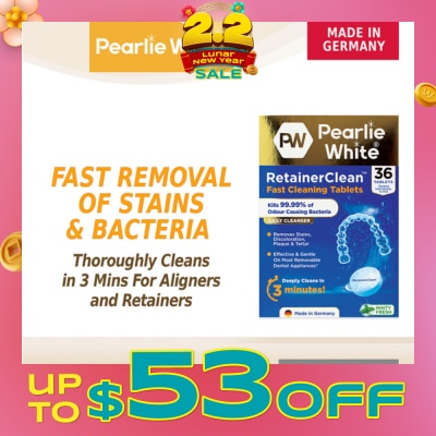 PEARLIE WHITE® Retainerclean Fast Cleaning Tablets (Used Daily To Thoroughly Cleanse Dental Appliances) 36s