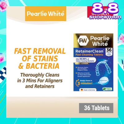 PEARLIE WHITE® Retainerclean Fast Cleaning Tablets (Used Daily To Thoroughly Cleanse Dental Appliances) 36s