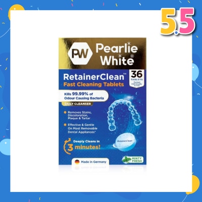PEARLIE WHITE® Retainerclean Fast Cleaning Tablets (Used Daily To Thoroughly Cleanse Dental Appliances) 36s