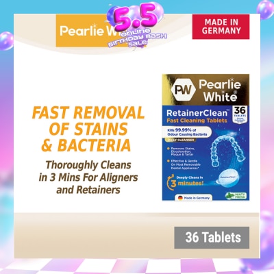 PEARLIE WHITE® - Retainerclean Fast Cleaning Tablets (Used Daily To Thoroughly Cleanse Dental Appliances) 36s