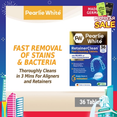 PEARLIE WHITE® Retainerclean Fast Cleaning Tablets (Used Daily To Thoroughly Cleanse Dental Appliances) 36s