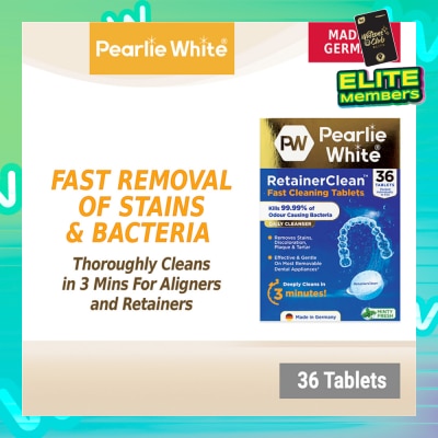 PEARLIE WHITE® Retainerclean Fast Cleaning Tablets (Used Daily To Thoroughly Cleanse Dental Appliances) 36s