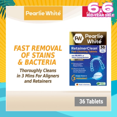 PEARLIE WHITE® Retainerclean Fast Cleaning Tablets (Used Daily To Thoroughly Cleanse Dental Appliances) 36s