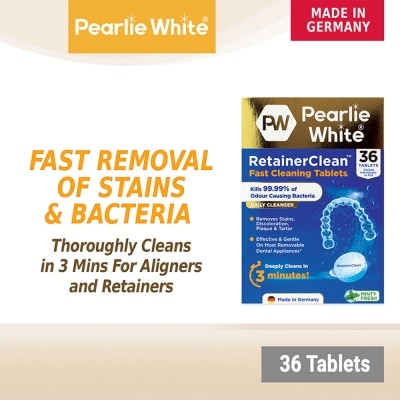PEARLIE WHITE® Retainerclean Fast Cleaning Tablets (Used Daily To Thoroughly Cleanse Dental Appliances) 36s