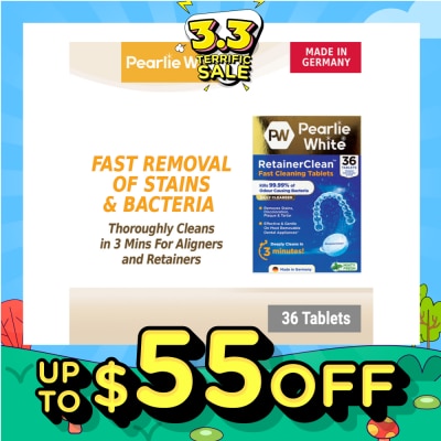 PEARLIE WHITE® Retainerclean Fast Cleaning Tablets (Used Daily To Thoroughly Cleanse Dental Appliances) 36s