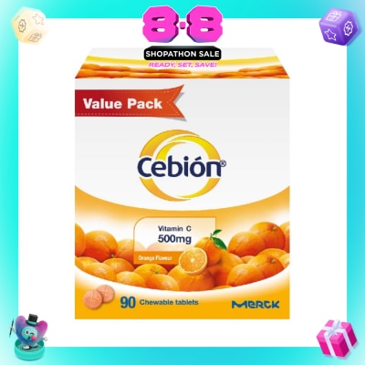 CEBION - Chewable Vitamin C Tablet Orange 500mg  (Daily immune support, reduce tiredness, antioxidant protection, healthy skin) 90s