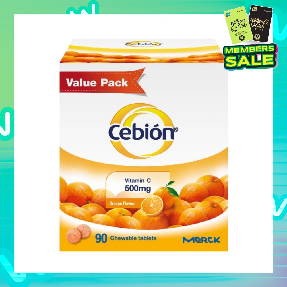 Chewable Vitamin C Tablet Orange 500mg  (Daily immune support, reduce tiredness, antioxidant protection, healthy skin) 90s