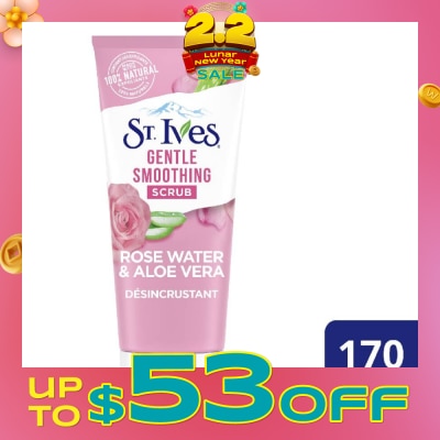 ST IVES Rose Water & Aloe Vera Face Scrub (Gentle Exfoliates) 170g (Expiry: Mar`2026)