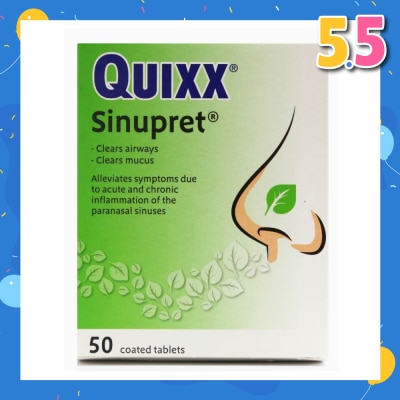 QUIXX Sinupret Coated Tablets (Alleviate Symptoms Of Acute And Chronic Inflammation Of The Paranasal Sinuses) 50s