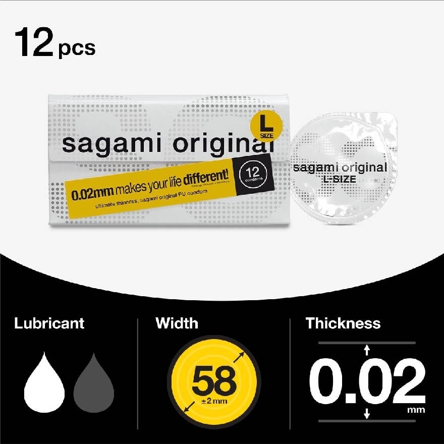 Original PU Condom 0.02mm L Size (Ultra Thinness + Suitable for Users with Latex Allergy) 12s