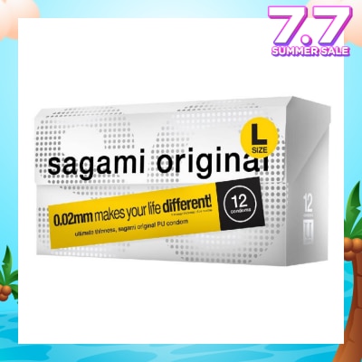 SAGAMI Original PU Condom 0.02mm L Size (Ultra Thinness + Suitable for Users with Latex Allergy) 12s