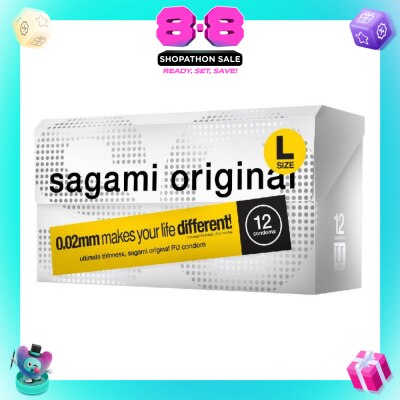 SAGAMI - Original PU Condom 0.02mm L Size (Ultra Thinness + Suitable for Users with Latex Allergy) 12s