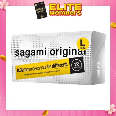 SAGAMI Original PU Condom 0.02mm L Size (Ultra Thinness + Suitable for Users with Latex Allergy) 12s