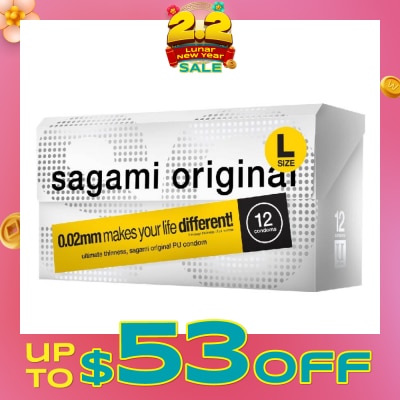 SAGAMI Original PU Condom 0.02mm L Size (Ultra Thinness + Suitable for Users with Latex Allergy) 12s