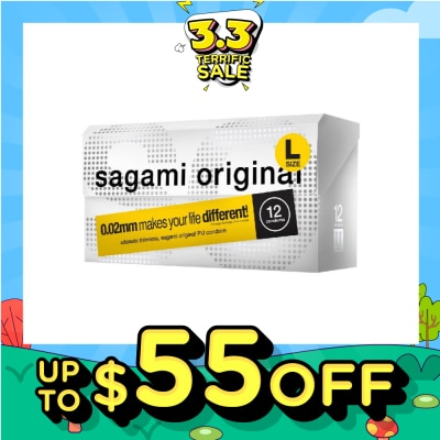 SAGAMI Original PU Condom 0.02mm L Size (Ultra Thinness + Suitable for Users with Latex Allergy) 12s