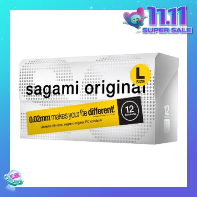 SAGAMI Original PU Condom 0.02mm L Size (Ultra Thinness + Suitable for Users with Latex Allergy) 12s