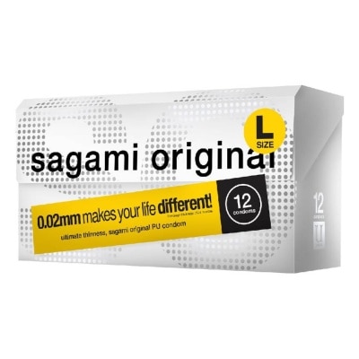 SAGAMI Original PU Condom 0.02mm L Size (Ultra Thinness + Suitable for Users with Latex Allergy) 12s