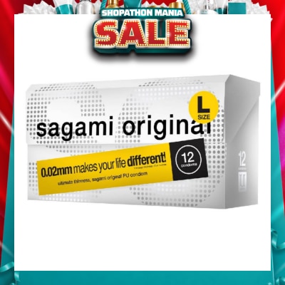 SAGAMI - Original PU Condom 0.02mm L Size (Ultra Thinness + Suitable for Users with Latex Allergy) 12s