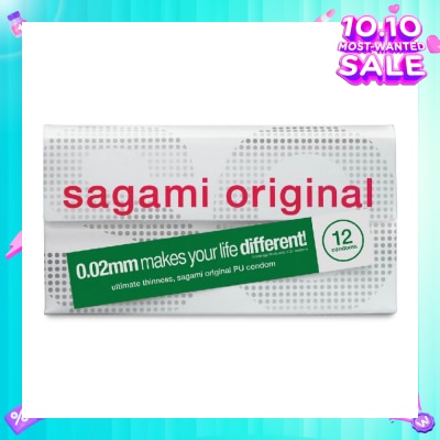 SAGAMI Original PU Condom 0.02mm (Ultra Thinness + Suitable for Users with Latex Allergy) 12s