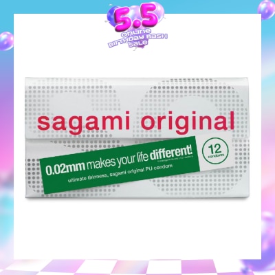 SAGAMI - Original PU Condom 0.02mm (Ultra Thinness + Suitable for Users with Latex Allergy) 12s
