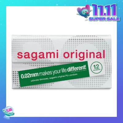 SAGAMI Original PU Condom 0.02mm (Ultra Thinness + Suitable for Users with Latex Allergy) 12s