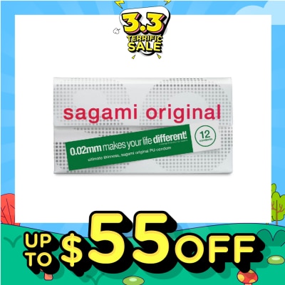 SAGAMI Original PU Condom 0.02mm (Ultra Thinness + Suitable for Users with Latex Allergy) 12s